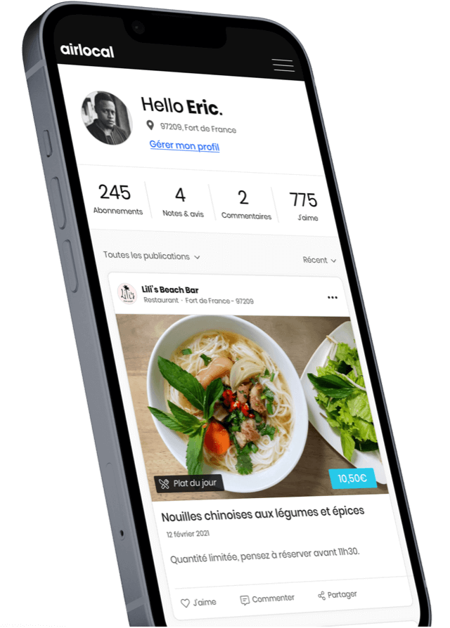 A mockup representing the app in an IPhone mobile.